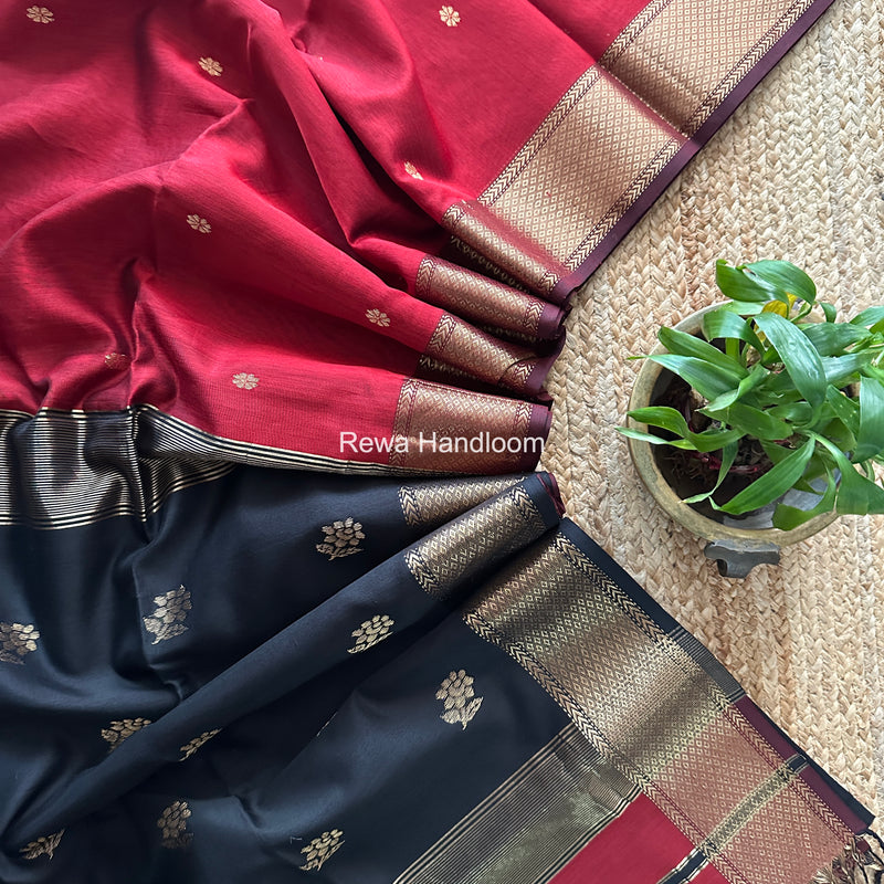 Maheshwari Red Lotus Butta Saree LBS0116