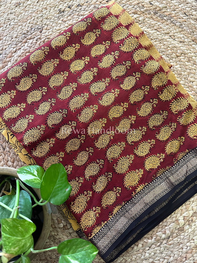Maheshwari Maroon-Yellow Bagh Print Suit BSP013