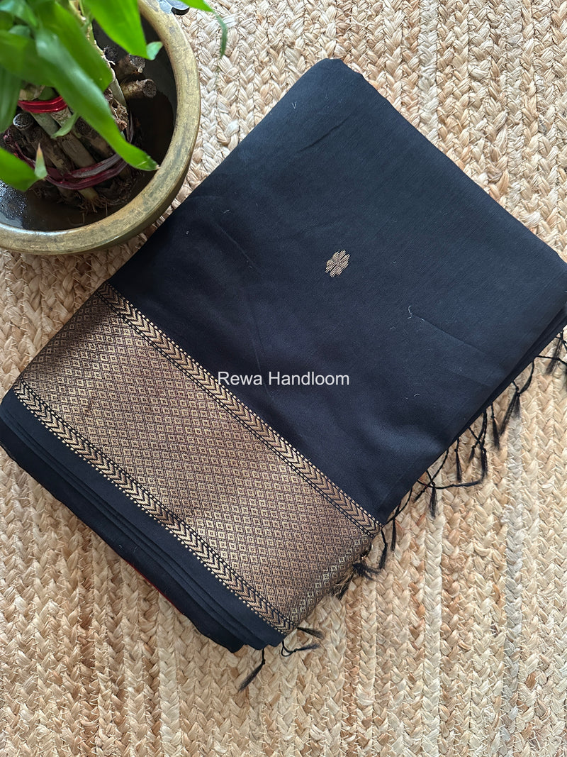 Maheshwari Black Lotus Butta Saree LBS0114