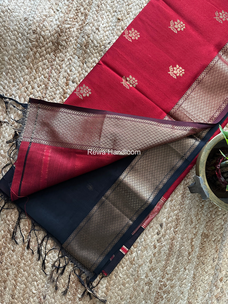 Maheshwari Black Lotus Butta Saree LBS0114
