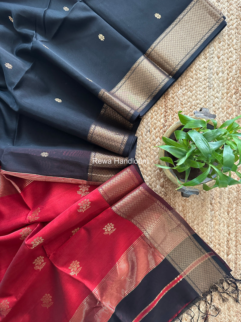 Maheshwari Black Lotus Butta Saree LBS0114