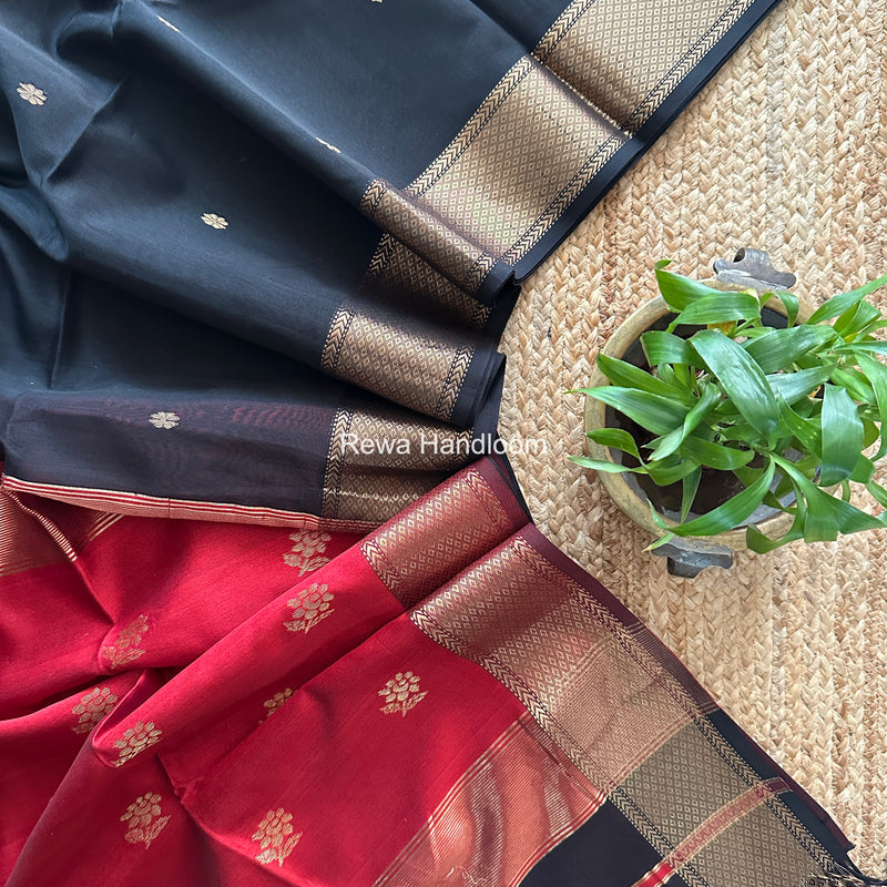 Maheshwari Black Lotus Butta Saree LBS0114