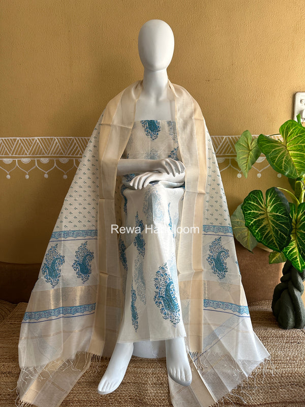 Maheshwari Handblock Print Top-Dupatta