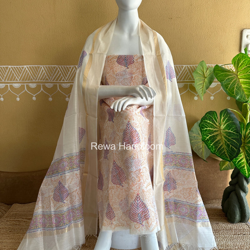 Maheshwari Handblock Print Top-Dupatta
