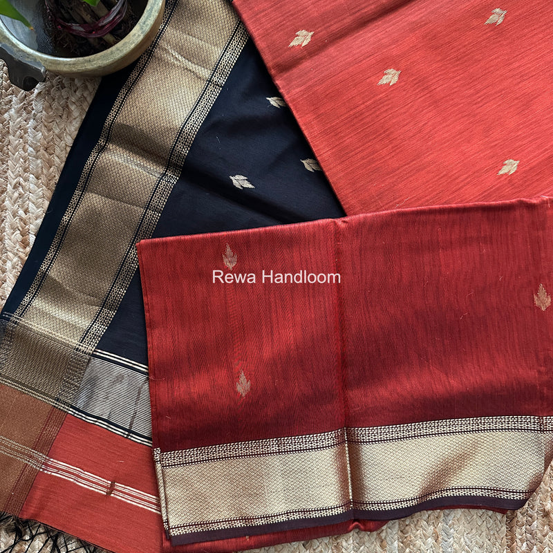 Maheshwari Rust Flower Butti Saree PTB0173