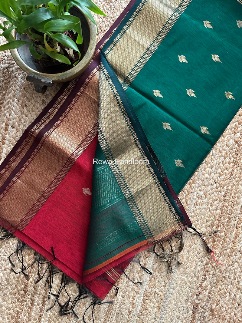Maheshwari Red Flower Butti Saree PTB0172