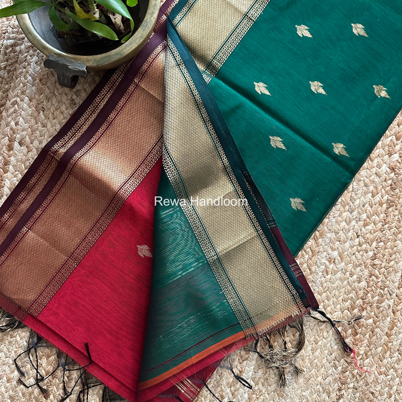 Maheshwari Red Flower Butti Saree PTB0172