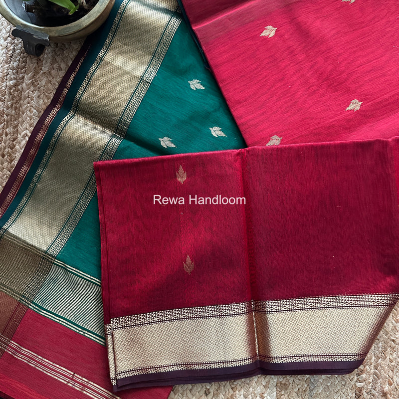 Maheshwari Red Flower Butti Saree PTB0172