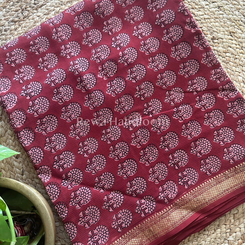 Maheshwari Maroon-Pink Bagh Print Suit BSP019