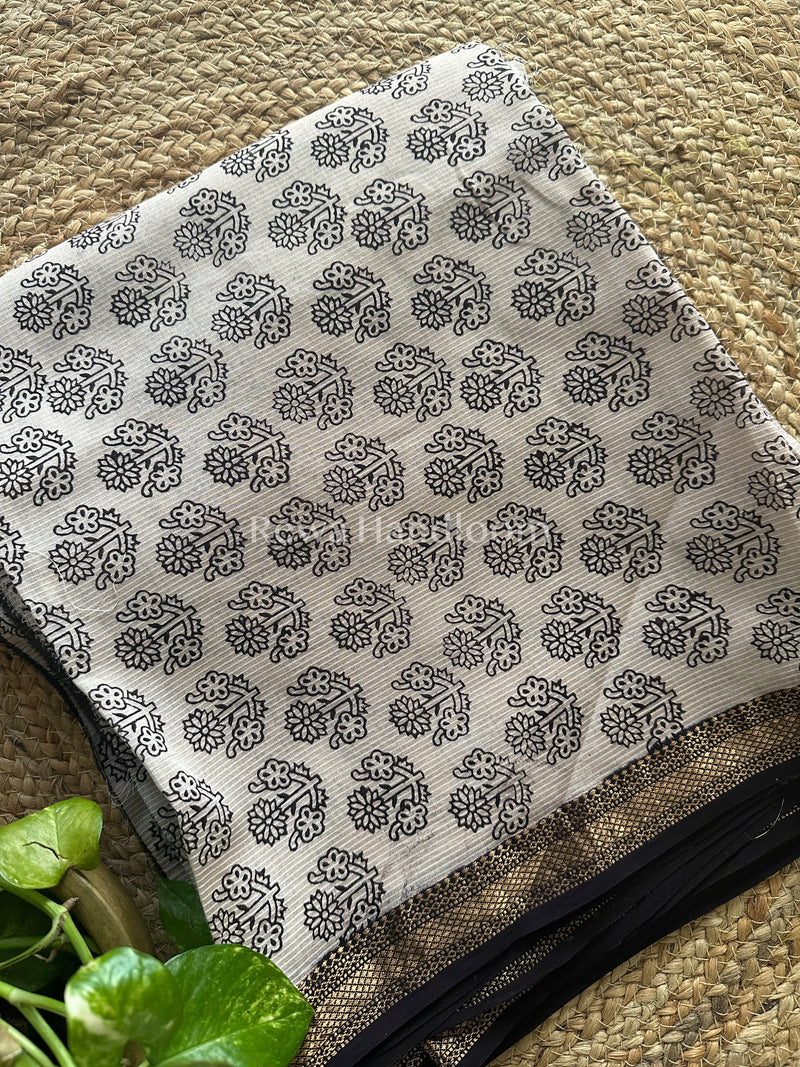 Maheshwari White-Black Bagh Print Suit BSP021