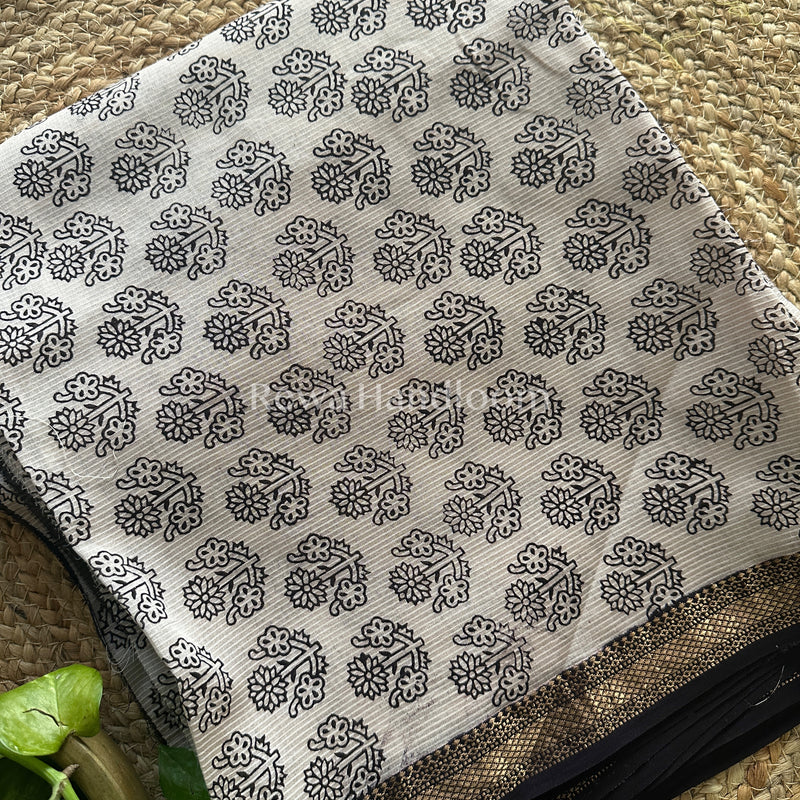 Maheshwari White-Black Bagh Print Suit BSP021
