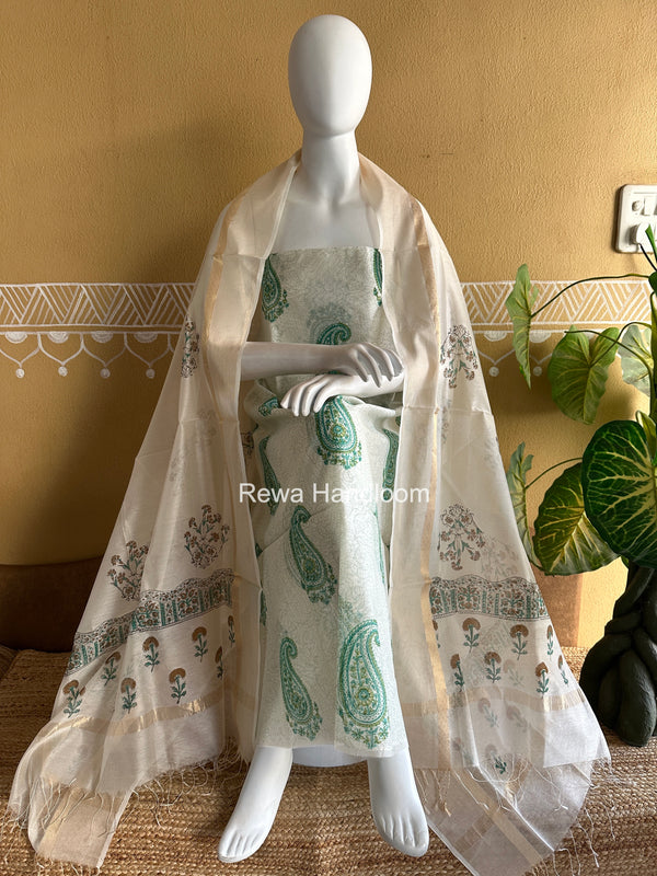 Maheshwari Handblock Print Top-Dupatta