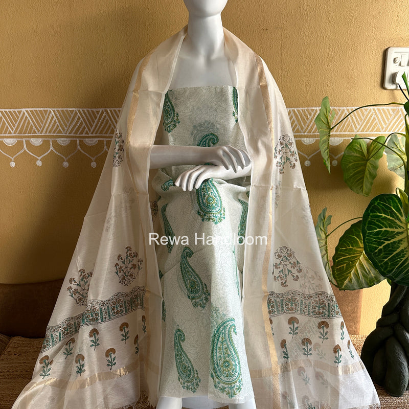 Maheshwari Handblock Print Top-Dupatta