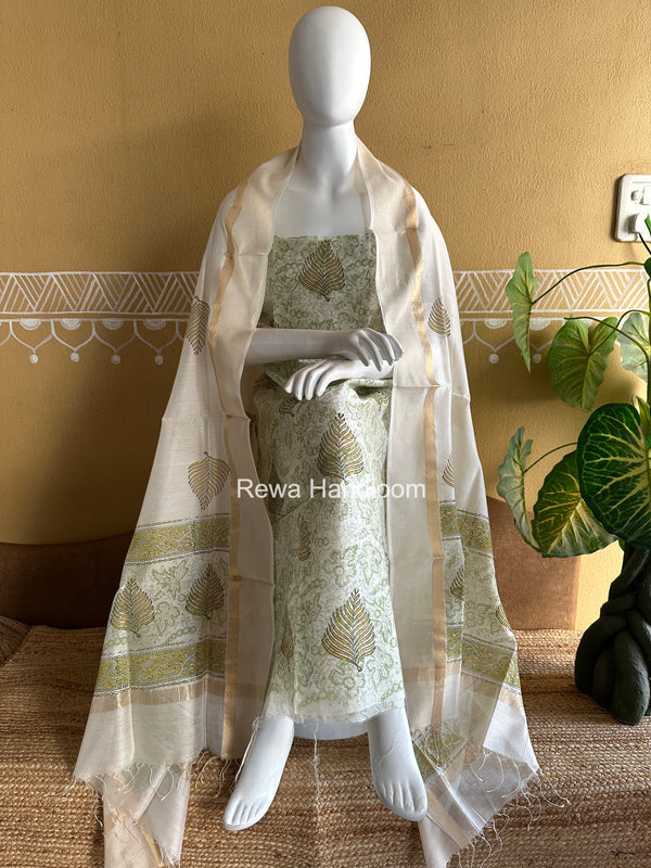 Maheshwari Handblock Print Top-Dupatta