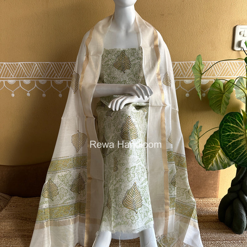 Maheshwari Handblock Print Top-Dupatta