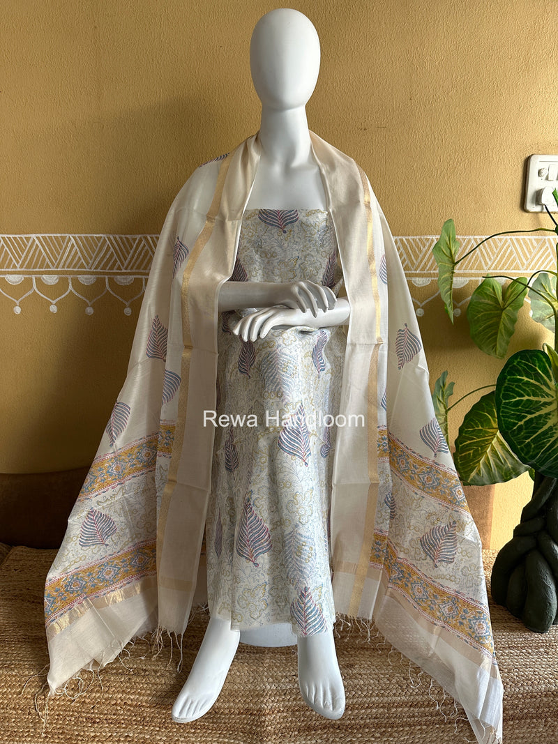 Maheshwari Handblock Print Top-Dupatta