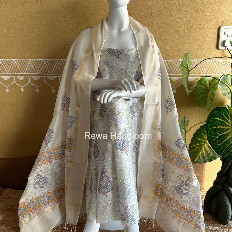 Maheshwari Handblock Print Top-Dupatta