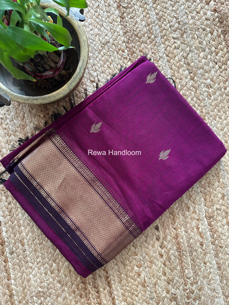 Maheshwari Purple Butta Pallu Saree BTPS092
