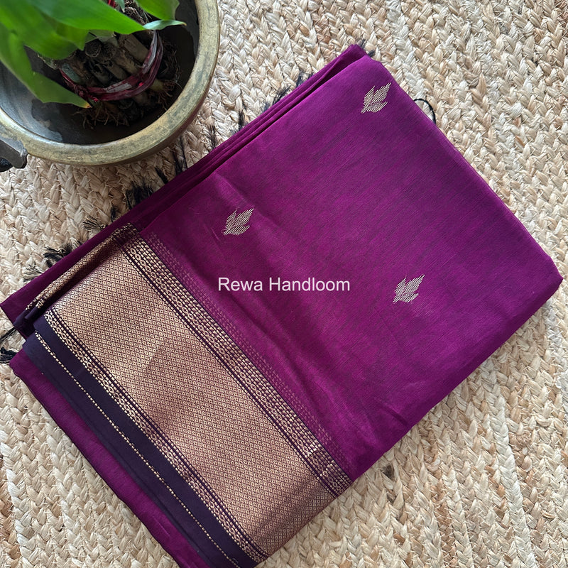 Maheshwari Purple Butta Pallu Saree BTPS092