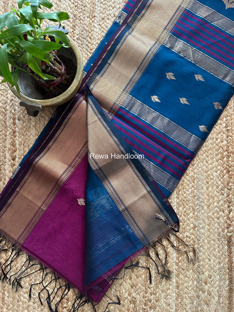 Maheshwari Purple Butta Pallu Saree BTPS092