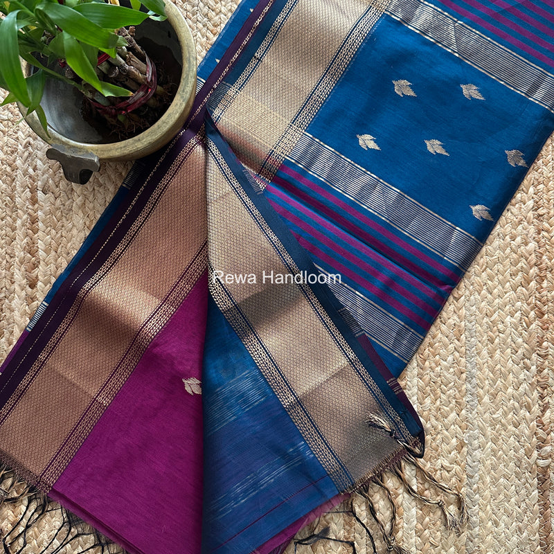 Maheshwari Purple Butta Pallu Saree BTPS092