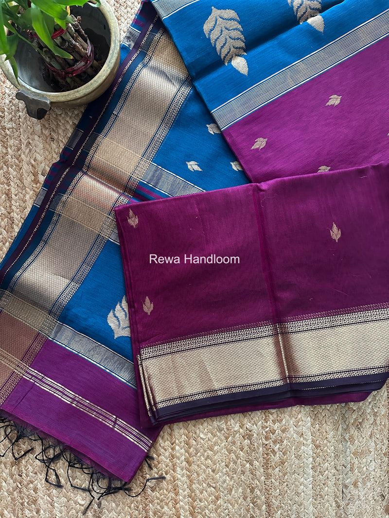 Maheshwari Purple Butta Pallu Saree BTPS092
