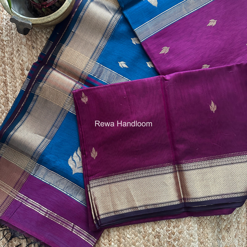 Maheshwari Purple Butta Pallu Saree BTPS092