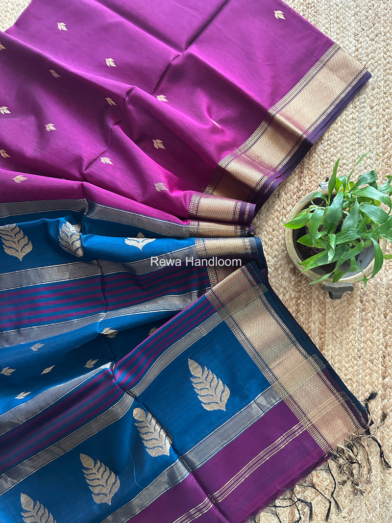 Maheshwari Purple Butta Pallu Saree BTPS092