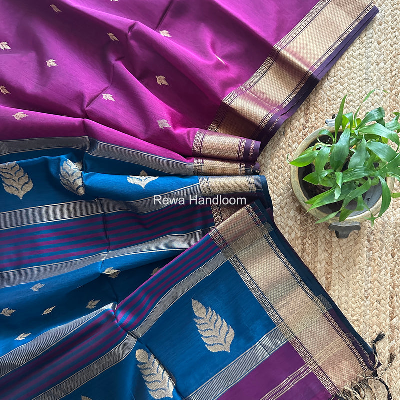 Maheshwari Purple Butta Pallu Saree BTPS092