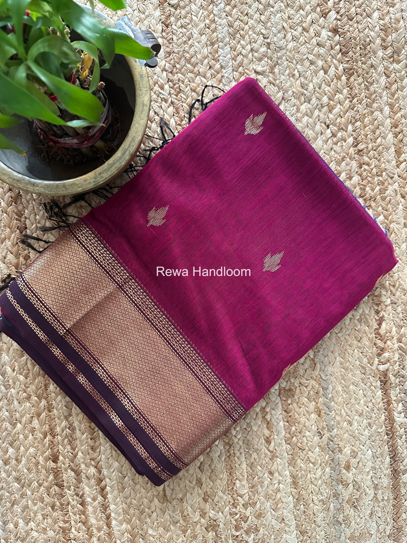 Maheshwari Magenta Butta Pallu Saree BTPS090