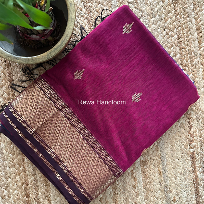Maheshwari Magenta Butta Pallu Saree BTPS090