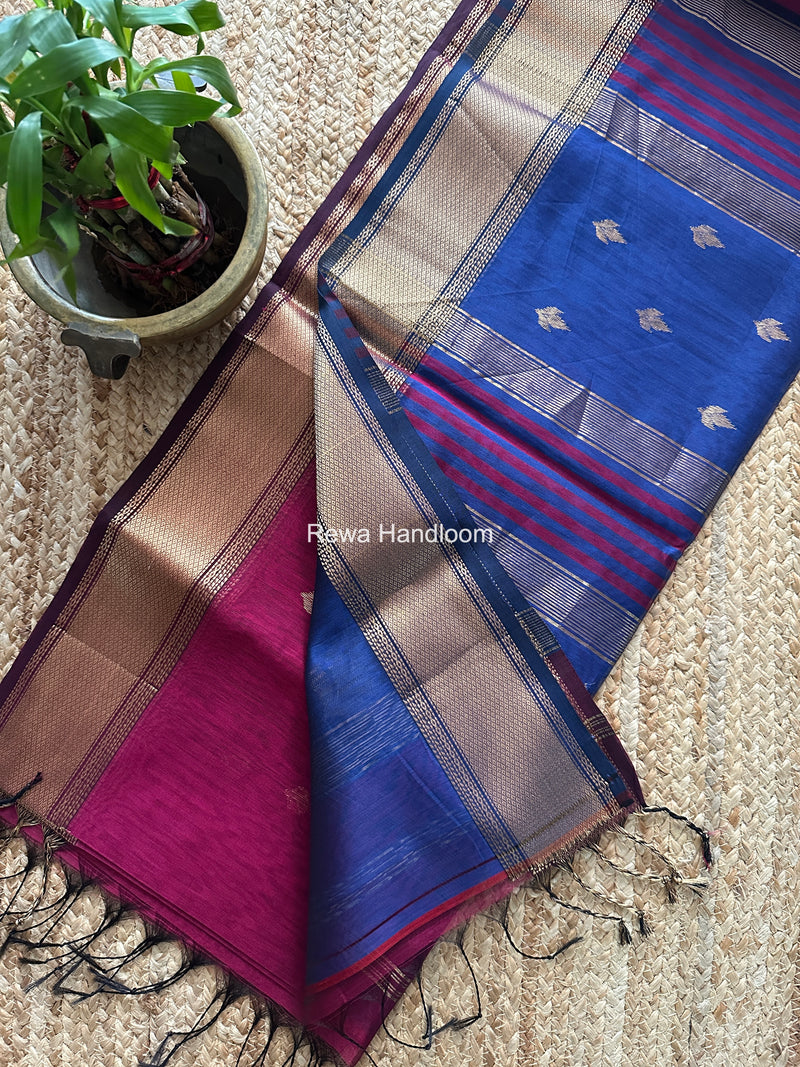 Maheshwari Magenta Butta Pallu Saree BTPS090