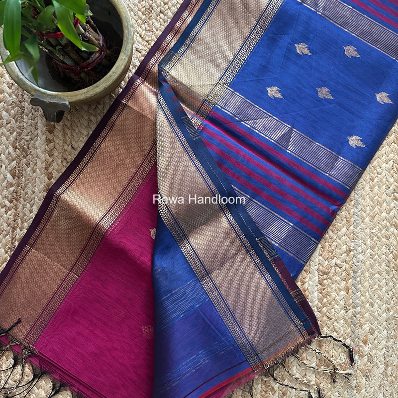Maheshwari Magenta Butta Pallu Saree BTPS090