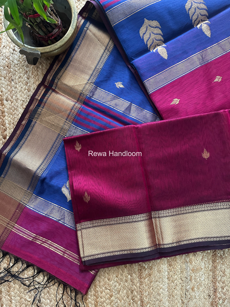Maheshwari Magenta Butta Pallu Saree BTPS090