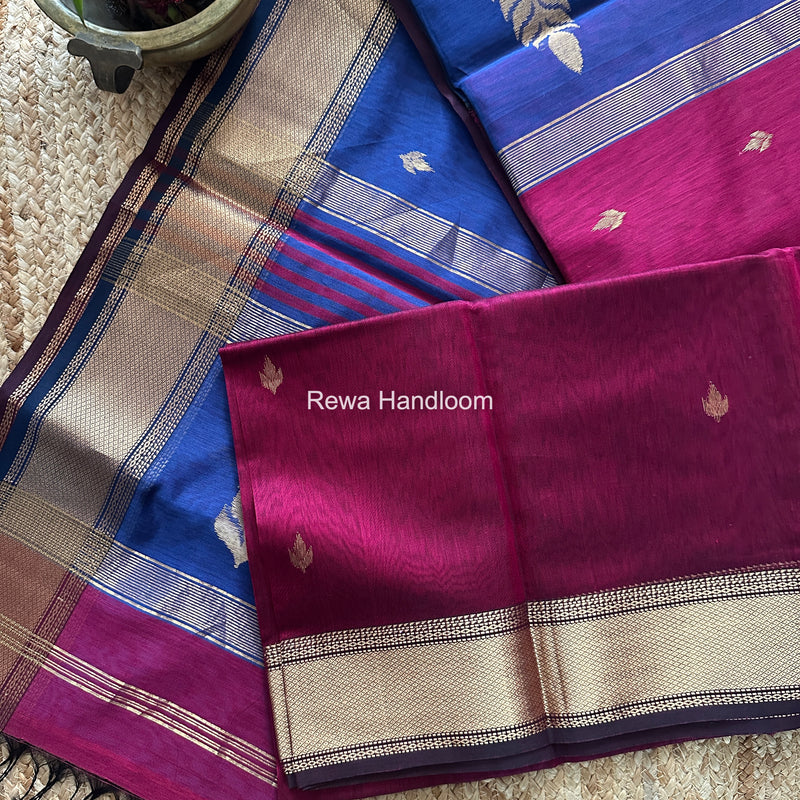 Maheshwari Magenta Butta Pallu Saree BTPS090