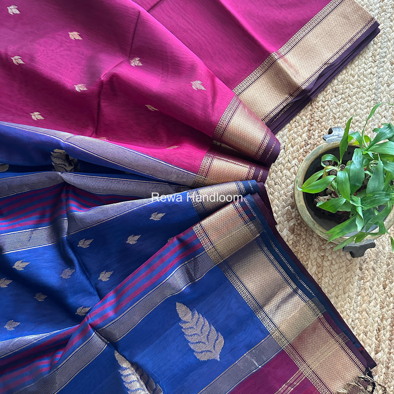 Maheshwari Magenta Butta Pallu Saree BTPS090