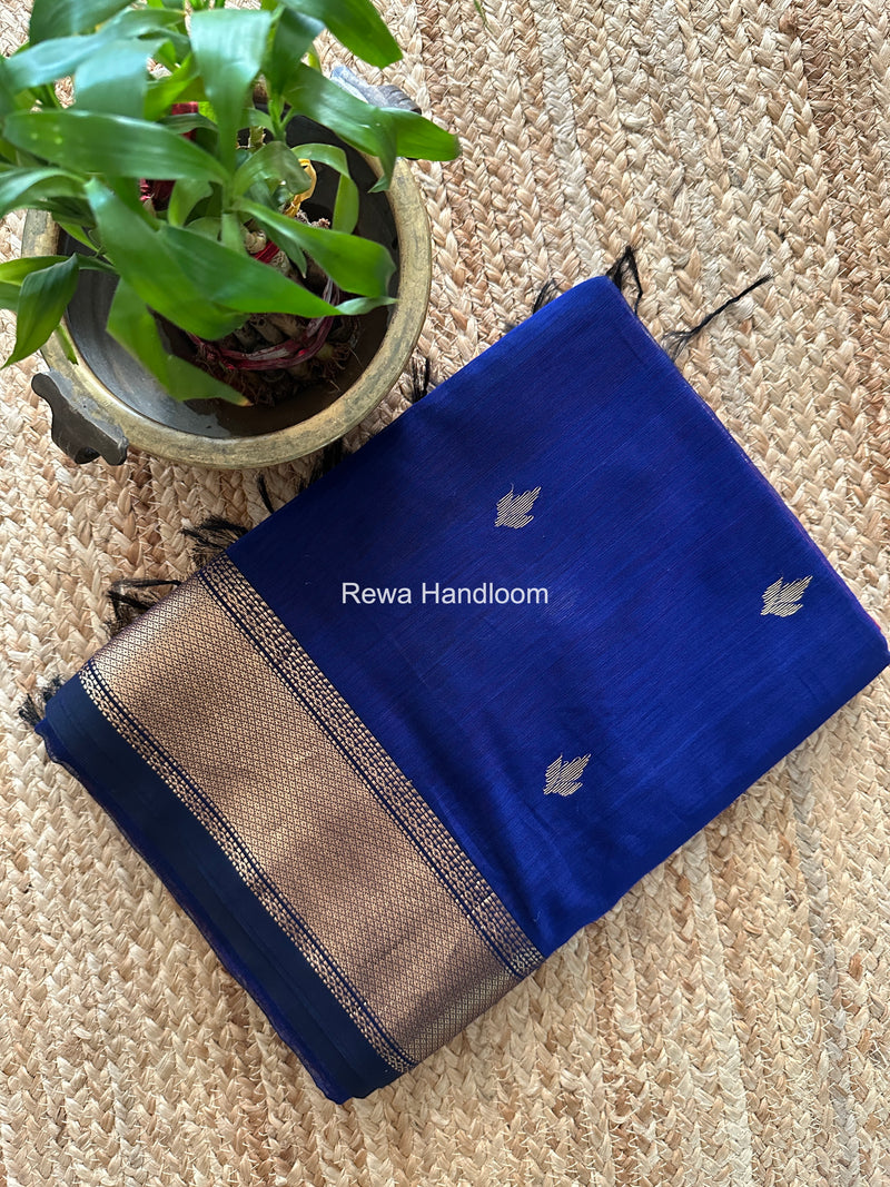 Maheshwari Blue Butta Pallu Saree BTPS091