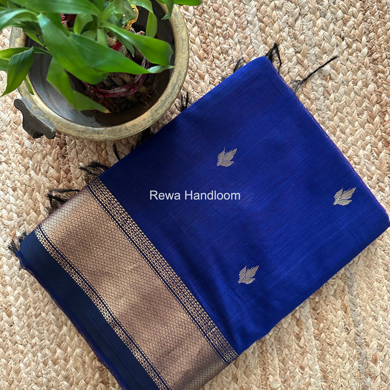 Maheshwari Blue Butta Pallu Saree BTPS091