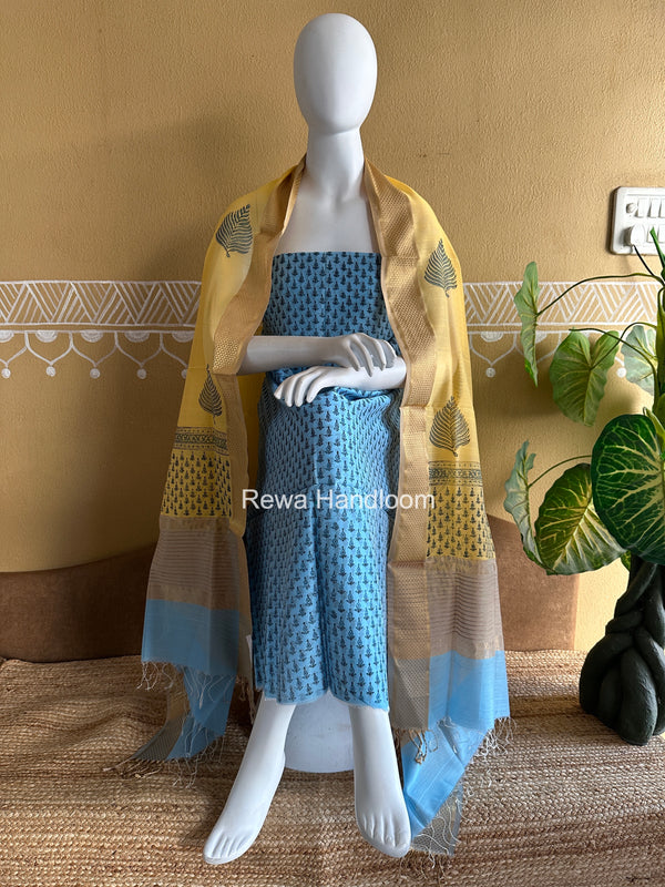 Maheshwari Handblock Print Top-Dupatta