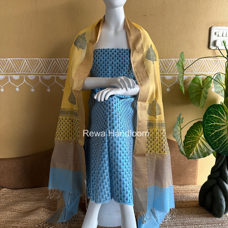 Maheshwari Handblock Print Top-Dupatta