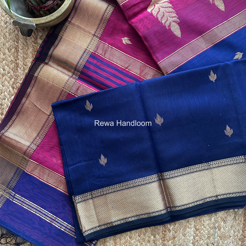 Maheshwari Blue Butta Pallu Saree BTPS091