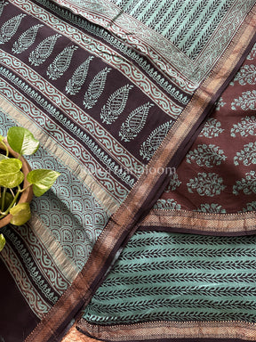 Maheshwari Maroon-Sea Green Bagh Print Suit- BSP030