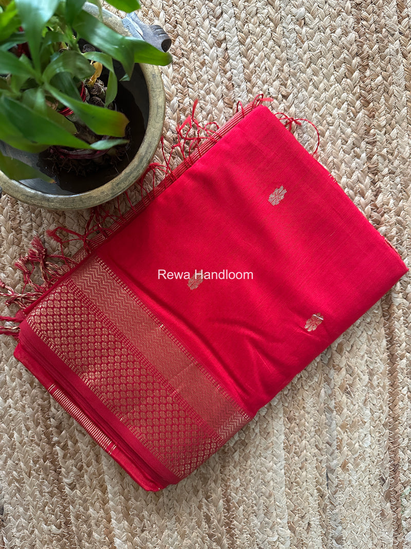 Maheshwari Red Butta Pallu Saree BBSS04