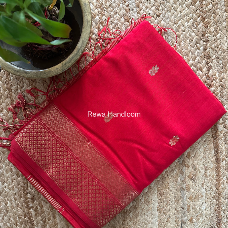 Maheshwari Red Butta Pallu Saree BBSS04