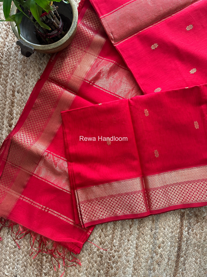 Maheshwari Red Butta Pallu Saree BBSS04