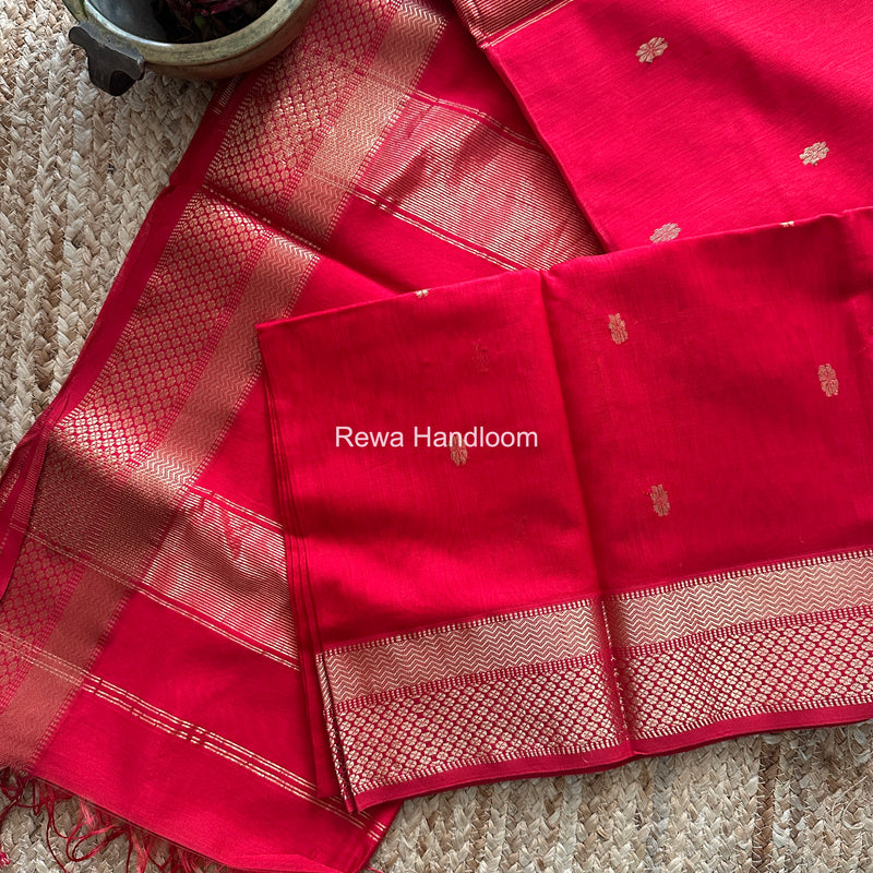 Maheshwari Red Butta Pallu Saree BBSS04