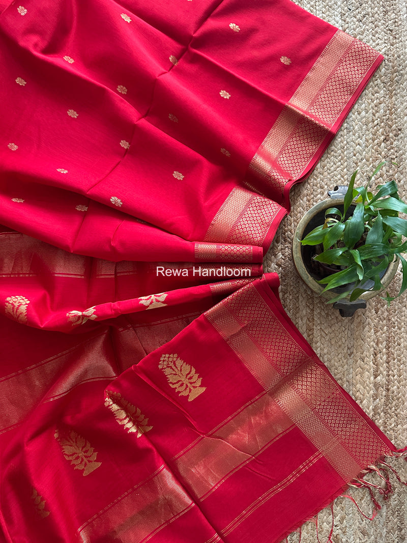 Maheshwari Red Butta Pallu Saree BBSS04