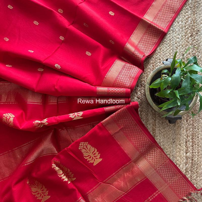 Maheshwari Red Butta Pallu Saree BBSS04
