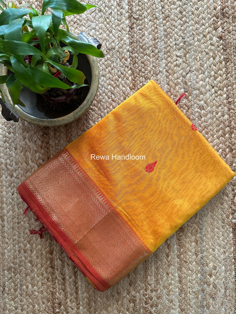 Maheshwari Golden Yellow Butta Pallu Saree BBSS05