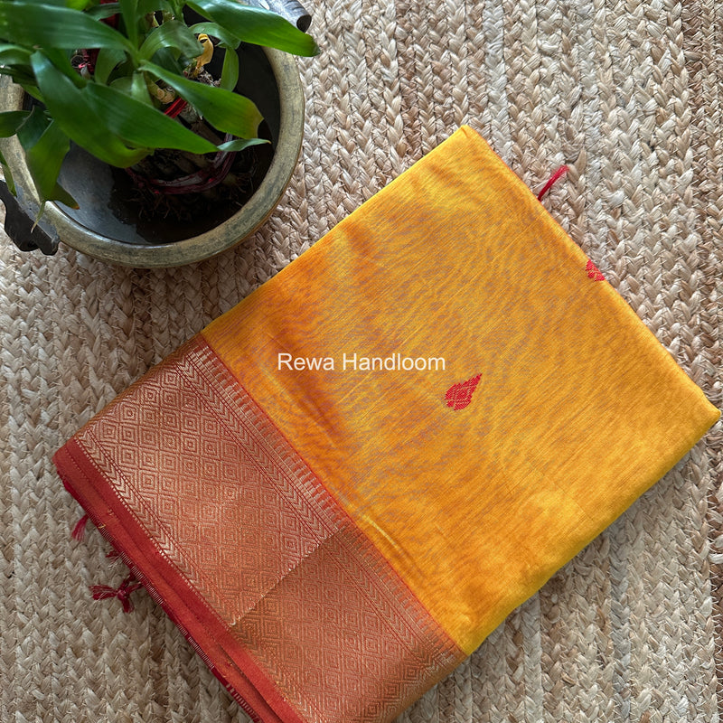 Maheshwari Golden Yellow Butta Pallu Saree BBSS05